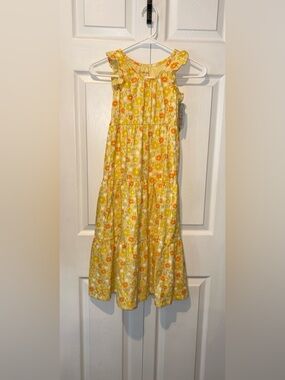 Cat & Jack Yellow Floral Tiered Dress with Orange Accents